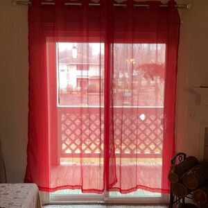 Red sheer curtains